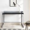 Leick Home 70004-CCGM Mixed Metal and Wood Desk, Concrete/Gunmetal(Black/Nickel)