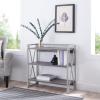 Leick Home 70009-WWNK Mixed Metal and Wood X Design Bookshelf, Weathered Wood/Nickel