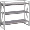 Leick Home 70009-WWNK Mixed Metal and Wood X Design Bookshelf, Weathered Wood/Nickel