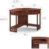 Leick Home 82430 Mission Corner Desk, Writing Computer Desk with Drop Front Keyboard Drawer, for Home Office, Solid Wood, Mission Oak(Burnished Oak)