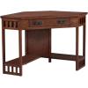 Leick Home 82430 Mission Corner Desk, Writing Computer Desk with Drop Front Keyboard Drawer, for Home Office, Solid Wood, Mission Oak(Mission Oak)