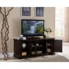 Leick Home 87350 Three Door TV Stand with Cabinet Storage for 55″ TV’s, Westwood Brown Cherry(Chocolate Cherry / Bronze)