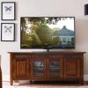Leick Home 87350 Three Door TV Stand with Cabinet Storage for 55″ TV’s, Westwood Brown Cherry(Distressed Rustic Autumn)