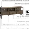 Leick Home 87350 Three Door TV Stand with Cabinet Storage for 55″ TV’s, Westwood Brown Cherry(Smoke Gray / Gunmetal)