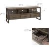 Leick Home 87350 Three Door TV Stand with Cabinet Storage for 55″ TV’s, Westwood Brown Cherry(Smoke Gray / Gunmetal)