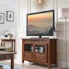 Leick Home 89046 Rustic Oak TV Stand with Enclosed Storage For 50″ TV’s, Distressed Rustic Autumn