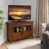 Leick Home 89046 Rustic Oak TV Stand with Enclosed Storage For 50″ TV’s, Distressed Rustic Autumn