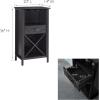 Leick Home 9061-SL Mission Wine Stand with Glass and Bottle Storage, Two Drawer, for Buffet, Dining Room, Living Room, Kitchen, Slate Black Finish(Black Wash)