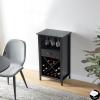 Leick Home 9061-SL Mission Wine Stand with Glass and Bottle Storage, Two Drawer, for Buffet, Dining Room, Living Room, Kitchen, Slate Black Finish(Black Wash)