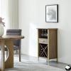 Leick Home 9061-SL Mission Wine Stand with Glass and Bottle Storage, Two Drawer, for Buffet, Dining Room, Living Room, Kitchen, Slate Black Finish(Dune)