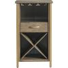 Leick Home 9061-SL Mission Wine Stand with Glass and Bottle Storage, Two Drawer, for Buffet, Dining Room, Living Room, Kitchen, Slate Black Finish(Dune)