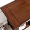 Leick Home 9061-SL Mission Wine Stand with Glass and Bottle Storage, Two Drawer, for Buffet, Dining Room, Living Room, Kitchen, Slate Black Finish(Mission Oak)