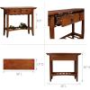 Leick Home 9061-SL Mission Wine Stand with Glass and Bottle Storage, Two Drawer, for Buffet, Dining Room, Living Room, Kitchen, Slate Black Finish(Russet)