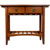 Leick Home 9061-SL Mission Wine Stand with Glass and Bottle Storage, Two Drawer, for Buffet, Dining Room, Living Room, Kitchen, Slate Black Finish(Russet)