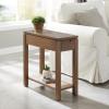 Leick Home 9080-BLK Cade Wood Side Table with USB-C Fast Charging Station AC/USB Charger and Drawer, Black(Aged Barrel)
