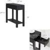Leick Home 9080-BLK Cade Wood Side Table with USB-C Fast Charging Station AC/USB Charger and Drawer, Black(Black)