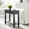 Leick Home 9080-BLK Cade Wood Side Table with USB-C Fast Charging Station AC/USB Charger and Drawer, Black(Black)