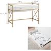 Leick Home 9240-WTGL Claudette Mixed Metal and Wood Flat Wall Computer Office Writing Desk with Drop Front Keyboard Drawer, White/Satin Gold