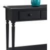 Leick Home Coastal Console Table, Solid Wood, 2 Storage Drawers, Bottom Display Shelf, Narrow Depth, Easy-Assembly, For Living Room/Hallway, Orchid White, 30.0 in. W x 11.0 in. D x 28.0 in. H, 2027-WT(Swan Black)