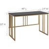 Leick Home Collapsible Slatted Mission Writing Computer Desk, Space Saving for Bedroom, Home Office, Small Spaces, Fully Assembled, Black/Gold, 70001-BLKGD