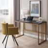Leick Home Collapsible Slatted Mission Writing Computer Desk, Space Saving for Bedroom, Home Office, Small Spaces, Fully Assembled, Black/Gold, 70001-BLKGD