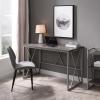 Leick Home Collapsible X Writing Computer Desk Space Saving for Bedroom, Home Office, Small Spaces, Fully Assembled in Weathered Wood/Satin Nickel, 70002-WWNK