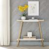 Leick Home Empiria Console Table, Wood with Metal Frame, 2 Shelves, for Entryways, Hallways, and Living Rooms, White and Gold, 11431-WT(White)