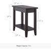 Leick Home Laurent End Table, Solid Wood, Bottom Display Shelf, Narrow, Easy-Assembly, for Living Room/Bedroom, Black, 24.0 in. L x 12.0 in. W x 24.0 in. H, 10505-BK(Black)