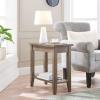 Leick Home Laurent End Table, Solid Wood, Bottom Display Shelf, Narrow, Easy-Assembly, for Living Room/Bedroom, Black, 24.0 in. L x 12.0 in. W x 24.0 in. H, 10505-BK(Grey)