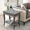 Leick Home Laurent End Table, Solid Wood, Bottom Display Shelf, Narrow, Easy-Assembly, for Living Room/Bedroom, Black, 24.0 in. L x 12.0 in. W x 24.0 in. H, 10505-BK(Gray / Antique Pewter)