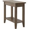 Leick Home Laurent End Table, Solid Wood, Bottom Display Shelf, Narrow, Easy-Assembly, for Living Room/Bedroom, Black, 24.0 in. L x 12.0 in. W x 24.0 in. H, 10505-BK(Grey)