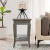Leick Home Laurent End Table, Solid Wood, Bottom Display Shelf, Narrow, Easy-Assembly, for Living Room/Bedroom, Black, 24.0 in. L x 12.0 in. W x 24.0 in. H, 10505-BK(Gray / Antique Pewter)