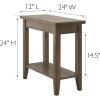 Leick Home Laurent End Table, Solid Wood, Bottom Display Shelf, Narrow, Easy-Assembly, for Living Room/Bedroom, Black, 24.0 in. L x 12.0 in. W x 24.0 in. H, 10505-BK(Grey)