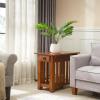 Leick Home Laurent End Table, Solid Wood, Bottom Display Shelf, Narrow, Easy-Assembly, for Living Room/Bedroom, Black, 24.0 in. L x 12.0 in. W x 24.0 in. H, 10505-BK(Medium Oak / Blackened)