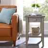 Leick Home Laurent End Table, Solid Wood, Bottom Display Shelf, Narrow, Easy-Assembly, for Living Room/Bedroom, Black, 24.0 in. L x 12.0 in. W x 24.0 in. H, 10505-BK(Smoke Gray)