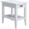 Leick Home Laurent End Table, Solid Wood, Bottom Display Shelf, Narrow, Easy-Assembly, for Living Room/Bedroom, Black, 24.0 in. L x 12.0 in. W x 24.0 in. H, 10505-BK(White)