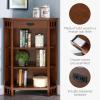 Leick Home Mission Impeccable Bookshelf, Solid Wood, 2 Drawers, 2 Shelves, Slatted Sides, Blackened Hardware, Easy Assembly, Russet Brown, 12 in D x 34 in W x 30 in H, Item 8261(Mission Oak / Blackened)