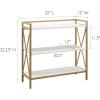 Leick Home Mission Impeccable Bookshelf, Solid Wood, 2 Drawers, 2 Shelves, Slatted Sides, Blackened Hardware, Easy Assembly, Russet Brown, 12 in D x 34 in W x 30 in H, Item 8261(White / Gold)