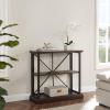 Leick Home Mission Impeccable Bookshelf, Solid Wood, 2 Drawers, 2 Shelves, Slatted Sides, Blackened Hardware, Easy Assembly, Russet Brown, 12 in D x 34 in W x 30 in H, Item 8261(Dark Earth / Matte Black)