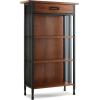 Leick Home Mission Impeccable Bookshelf, Solid Wood, 2 Drawers, 2 Shelves, Slatted Sides, Blackened Hardware, Easy Assembly, Russet Brown, 12 in D x 34 in W x 30 in H, Item 8261(Mission Oak / Matte Black)
