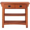 Leick Home Mission Impeccable Bookshelf, Solid Wood, 2 Drawers, 2 Shelves, Slatted Sides, Blackened Hardware, Easy Assembly, Russet Brown, 12 in D x 34 in W x 30 in H, Item 8261(Medium Oak / Blackened)