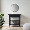 Leick Home Mission Impeccable Bookshelf, Solid Wood, 2 Drawers, 2 Shelves, Slatted Sides, Blackened Hardware, Easy Assembly, Russet Brown, 12 in D x 34 in W x 30 in H, Item 8261(Black Wash / Matte Black)