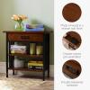 Leick Home Mission Impeccable Bookshelf, Solid Wood, 2 Drawers, 2 Shelves, Slatted Sides, Blackened Hardware, Easy Assembly, Russet Brown, 12 in D x 34 in W x 30 in H, Item 8261(Mission Oak / Matte Black)
