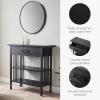 Leick Home Mission Impeccable Bookshelf, Solid Wood, 2 Drawers, 2 Shelves, Slatted Sides, Blackened Hardware, Easy Assembly, Russet Brown, 12 in D x 34 in W x 30 in H, Item 8261(Black Wash / Matte Black)