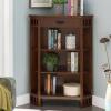 Leick Home Mission Impeccable Bookshelf, Solid Wood, 2 Drawers, 2 Shelves, Slatted Sides, Blackened Hardware, Easy Assembly, Russet Brown, 12 in D x 34 in W x 30 in H, Item 8261(Mission Oak / Blackened)