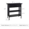Leick Home Mission Impeccable Bookshelf, Solid Wood, 2 Drawers, 2 Shelves, Slatted Sides, Blackened Hardware, Easy Assembly, Russet Brown, 12 in D x 34 in W x 30 in H, Item 8261(Black Wash / Matte Black)