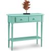 Leick Coastal Narrow Hall Stand/Sofa Table with Shelf, Kiwi Green, 11D x 30W x 28H in