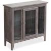 Leick Home 10000-GR Entryway One Door Curio Cabinet with Interior Light, Distressed Gray Wash(Distressed Gray Wash)