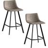 Leick Home 10136BL/GR Upholstered Steel Base Microfiber Counter Stool, Set of 2, for Kitchen Counters and Islands, Dapple Gray and Matte Black