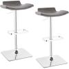 Leick Home 10138GR Contemporary Adjustable Height Swivel Stool with Chrome Base, Set of 2, Gray